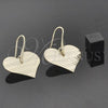 Oro Laminado Dangle Earring, Gold Filled Style Heart Design, Golden Finish, 02.63.1162