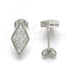 Sterling Silver Stud Earring, with White Cubic Zirconia, Polished, Rhodium Finish, 02.285.0080