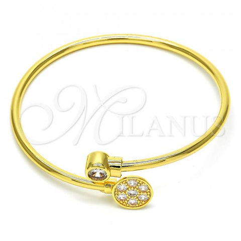 Oro Laminado Individual Bangle, Gold Filled Style with White Cubic Zirconia, Polished, Golden Finish, 07.233.0002 (03 MM Thickness, One size fits all)