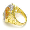 Oro Laminado Multi Stone Ring, Gold Filled Style with White Micro Pave, Polished, Tricolor, 01.26.0003.08 (Size 8)