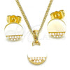 Oro Laminado Earring and Pendant Adult Set, Gold Filled Style with Ivory Pearl, Polished, Golden Finish, 10.379.0016