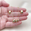 Oro Laminado Earring and Pendant Adult Set, Gold Filled Style Ball and Box Design, Polished, Golden Finish, 10.282.0003