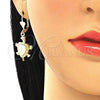 Oro Laminado Earring and Pendant Adult Set, Gold Filled Style Turtle Design, White Enamel Finish, Golden Finish, 10.351.0005