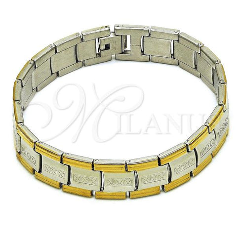 Stainless Steel Solid Bracelet, Polished, Two Tone, 03.114.0391.1.09
