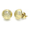 Oro Laminado Stud Earring, Gold Filled Style Diamond Cutting Finish, Golden Finish, 02.100.0119.1