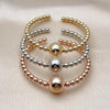 Oro Laminado Trio Bangle, Gold Filled Style Ball and Hollow Design, Polished, Tricolor, 07.282.0031