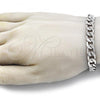 Stainless Steel Basic Bracelet, Pave Cuban Design, Diamond Cutting Finish,, 03.278.0010.08