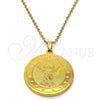 Stainless Steel Religious Pendant, Divino Niño and Star Design, Polished, Golden Finish, 05.247.0003