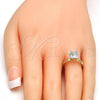 Oro Laminado Multi Stone Ring, Gold Filled Style with Aurore Boreale Swarovski Crystals, Polished, Golden Finish, 01.239.0003.9 (One size fits all)