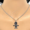 Rhodium Plated Pendant Necklace, Little Boy Design, Polished, Rhodium Finish, 04.106.0033.1.20