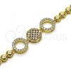 Oro Laminado Fancy Bracelet, Gold Filled Style with White Micro Pave, Polished, Golden Finish, 03.283.0252.07