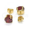 Oro Laminado Stud Earring, Gold Filled Style with Garnet Cubic Zirconia, Polished, Golden Finish, 5.128.036