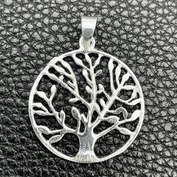 Sterling Silver Fancy Pendant, Tree Design, Polished, Silver Finish, 05.392.0055