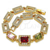 Oro Laminado Fancy Bracelet, Gold Filled Style with Multicolor Cubic Zirconia, Polished, Golden Finish, 03.266.0028.2.07