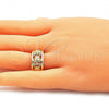 Oro Laminado Multi Stone Ring, Gold Filled Style Turtle Design, Polished, Golden Finish, 01.380.0003.09