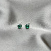 Sterling Silver Stud Earring, with Emerald Cubic Zirconia, Polished, Silver Finish, 02.397.0040.05