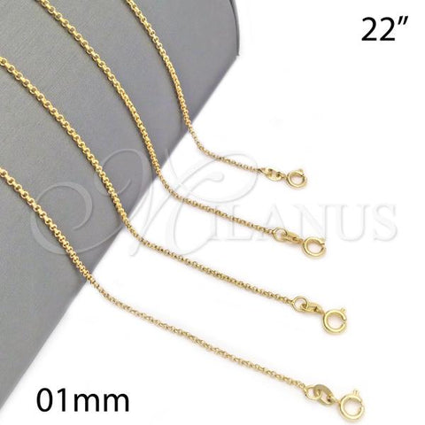 Oro Laminado Basic Necklace, Gold Filled Style Paperclip Design, Polished, Golden Finish, 04.32.0024.22