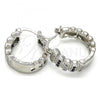 Rhodium Plated Small Hoop, with Black and White Micro Pave, Polished, Rhodium Finish, 02.210.0289.6.20