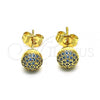 Oro Laminado Stud Earring, Gold Filled Style with Aqua Blue Micro Pave, Polished, Golden Finish, 02.156.0424.5