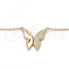 Sterling Silver Pendant Necklace, Butterfly Design, with White Cubic Zirconia, Polished, Rose Gold Finish, 04.336.0085.1.16
