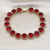 Oro Laminado Tennis Bracelet, Gold Filled Style with Garnet Cubic Zirconia, Polished, Golden Finish, 03.424.0002.08