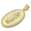 Oro Laminado Religious Pendant, Gold Filled Style Guadalupe and San Judas Design, Polished, Golden Finish, 05.213.0010