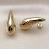 Oro Laminado Stud Earring, Gold Filled Style Teardrop and Hollow Design, Polished, Golden Finish, 02.428.0039