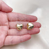 Oro Laminado Huggie Hoop, Gold Filled Style Heart Design, Polished, Golden Finish, 02.163.0333.13