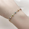 Oro Laminado Fancy Bracelet, Gold Filled Style Heart Design, with Multicolor Crystal, Polished, Golden Finish, 03.326.0027.07