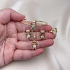 Oro Laminado Earring and Pendant Children Set, Gold Filled Style Little Girl Design, with White Micro Pave, Polished, Golden Finish, 06.210.0024