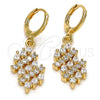 Oro Laminado Dangle Earring, Gold Filled Style with White Cubic Zirconia, Polished, Golden Finish, 02.210.0001