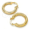 Oro Laminado Small Hoop, Gold Filled Style Hollow Design, Diamond Cutting Finish, Golden Finish, 5.138.009.25
