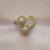 Oro Laminado Multi Stone Ring, Gold Filled Style Chunky Design, with White Micro Pave, Polished, Golden Finish, 01.341.0141