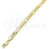 Oro Laminado Basic Anklet, Gold Filled Style Figaro Design, Polished, Golden Finish, 5.222.013.10