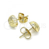 Oro Laminado Stud Earring, Gold Filled Style Diamond Cutting Finish, Golden Finish, 02.100.0119