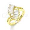 Oro Laminado Multi Stone Ring, Gold Filled Style with White Cubic Zirconia, Polished, Golden Finish, 01.283.0016.07 (Size 7)