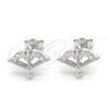 Sterling Silver Stud Earring, with White Cubic Zirconia, Polished, Rhodium Finish, 02.336.0012