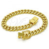 Oro Laminado Basic Bracelet, Gold Filled Style Miami Cuban Design, Polished, Golden Finish, 03.278.0001.09