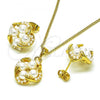 Oro Laminado Earring and Pendant Adult Set, Gold Filled Style with Ivory Pearl, Polished, Golden Finish, 10.379.0076