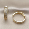 Oro Laminado Huggie Hoop, Gold Filled Style with White Cubic Zirconia and White Micro Pave, Polished, Golden Finish, 02.210.0056.3.30