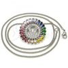 Rhodium Plated Pendant Necklace, Initials Design, with Multicolor Cubic Zirconia, Polished, Rhodium Finish, 04.210.0023.3.20