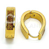 Stainless Steel Huggie Hoop, with Multicolor Opal, Polished, Golden Finish, 02.230.0005.16