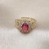 Oro Laminado Multi Stone Ring, Gold Filled Style Cluster Design, with Ruby and White Cubic Zirconia, Polished, Golden Finish, 01.196.0036.1