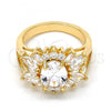 Oro Laminado Multi Stone Ring, Gold Filled Style with White Cubic Zirconia, Polished, Golden Finish, 01.210.0058.08 (Size 8)