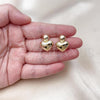 Oro Laminado Stud Earring, Gold Filled Style Chunky and Ball Design, Polished, Golden Finish, 02.60.0159