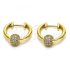 Oro Laminado Huggie Hoop, Gold Filled Style with White Micro Pave, Polished, Golden Finish, 02.195.0153.20