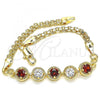 Oro Laminado Fancy Bracelet, Gold Filled Style with Garnet and White Cubic Zirconia, Polished, Golden Finish, 03.63.2124.07