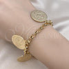 Oro Laminado Charm Bracelet, Gold Filled Style Rolo Design, Polished, Golden Finish, 03.331.0242.08