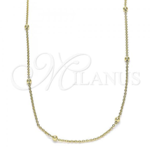 Oro Laminado Basic Necklace, Gold Filled Style Rolo Design, Polished, Golden Finish, 04.213.0248.20