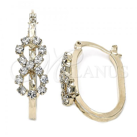 Oro Laminado Medium Hoop, Gold Filled Style Infinite Design, with White Cubic Zirconia, Polished, Golden Finish, 5.140.012